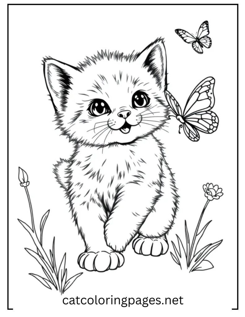 cat_in_the_garden_free_cat_coloring_page
