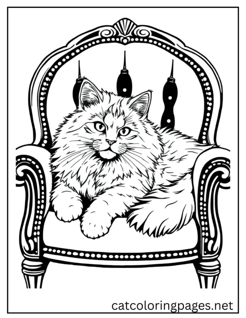 fluffy_adult_cat_sitting_on_sofa_coloring_page