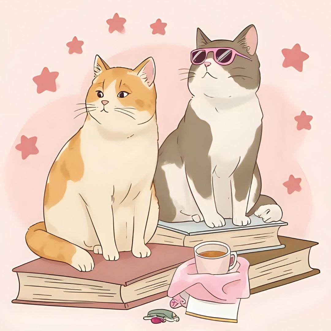 aesthic_style_cats_coloring_pages