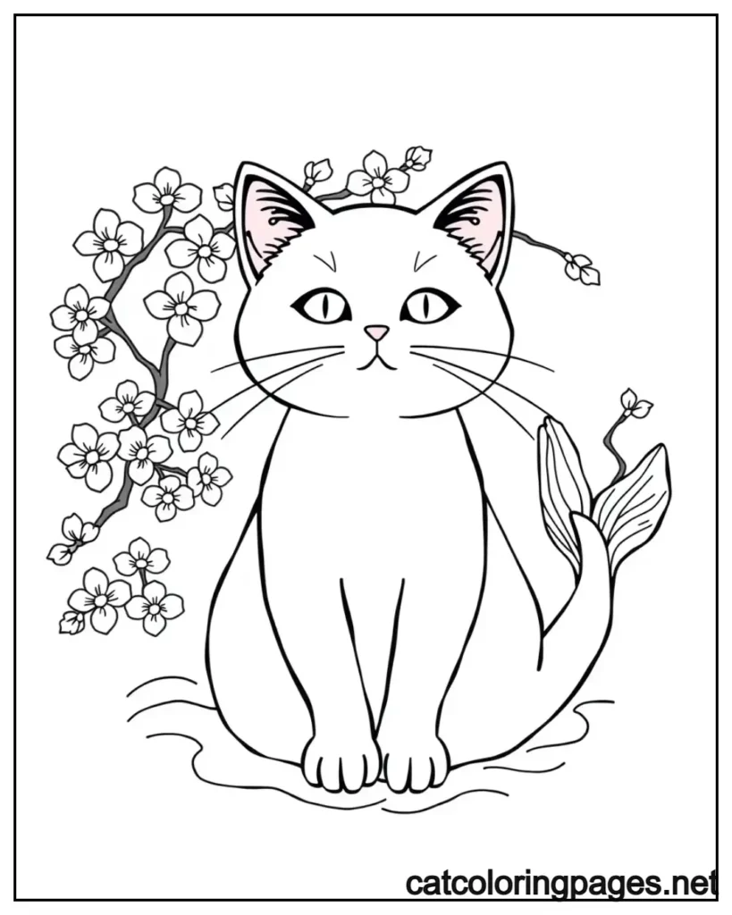 big-face-kitty-cat-floral-pattern-coloring-page