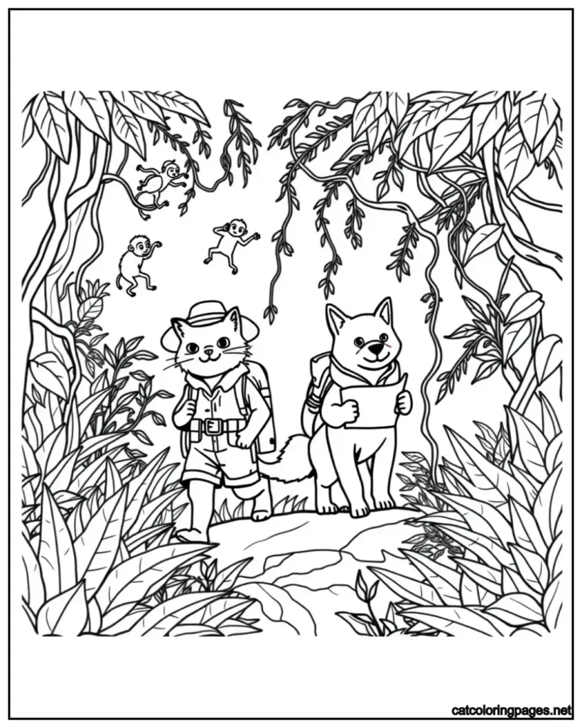 cat-and-dog-coloring-page-inside-intense-forest