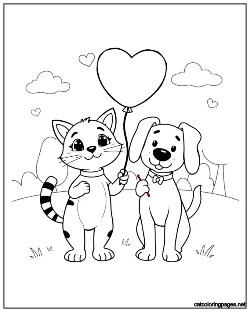 cat-and-dog-coloring-pages-holding-balloon