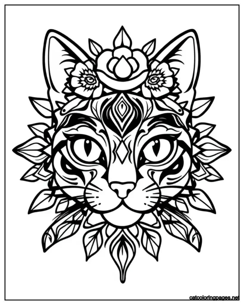 cat-mandala-coloring-page-tribal-floral-background