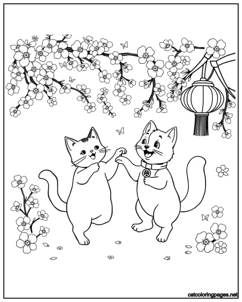 cute-cat-and-dog-catching-butterfly-coloring-page