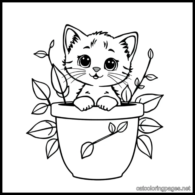 cute cat coloring page cat in flowers