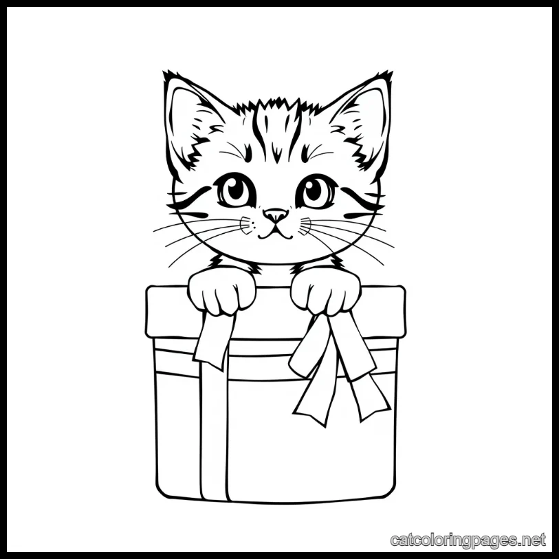 cute cat coloring page cat in gift pack