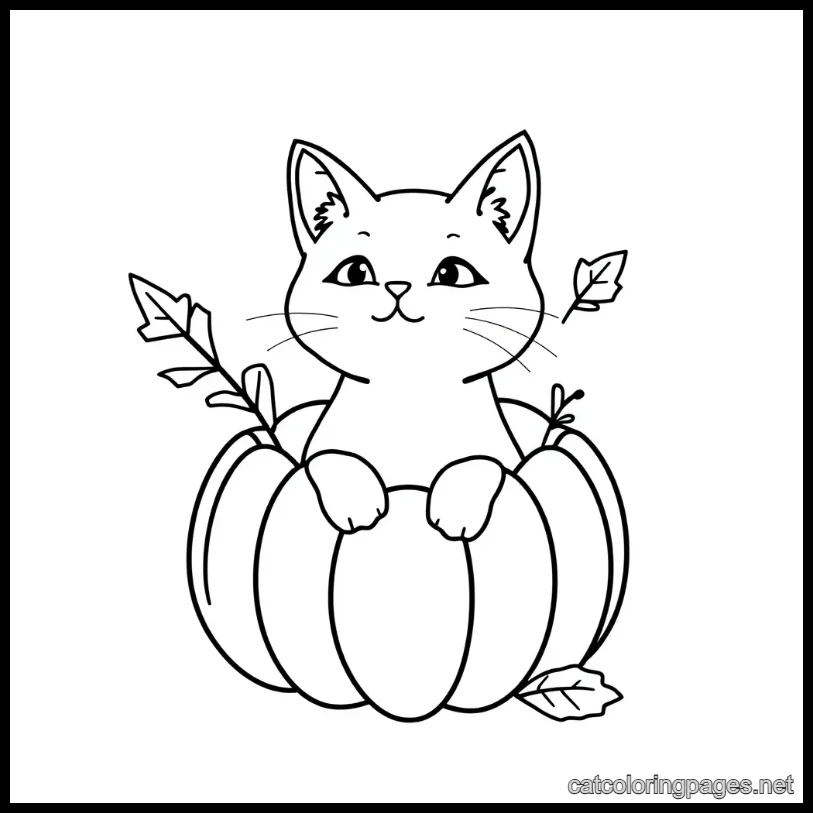 cute cat coloring page cat in pumpkin