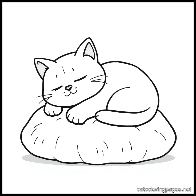 cute cat coloring page cat sleeping on pillow