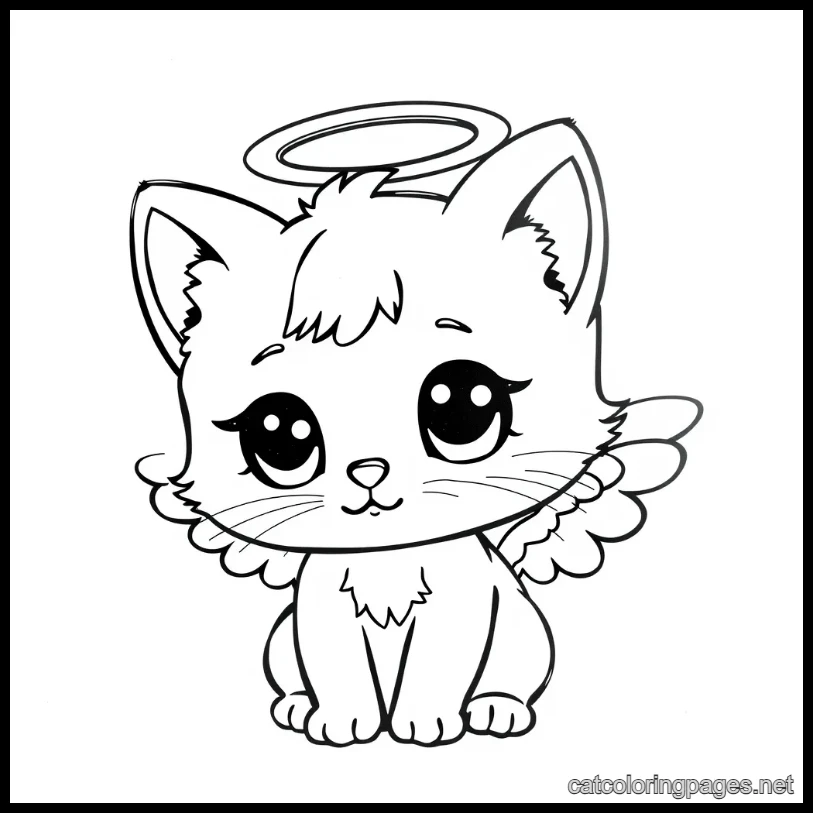cute cat coloring page cat with angel wings