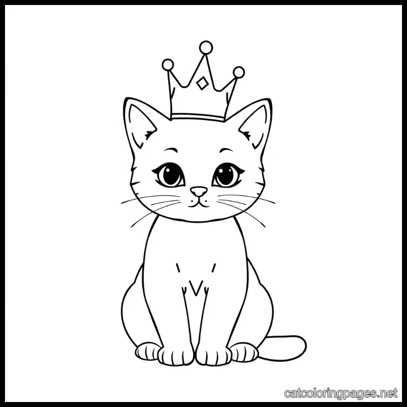cute cat coloring page cat with crown