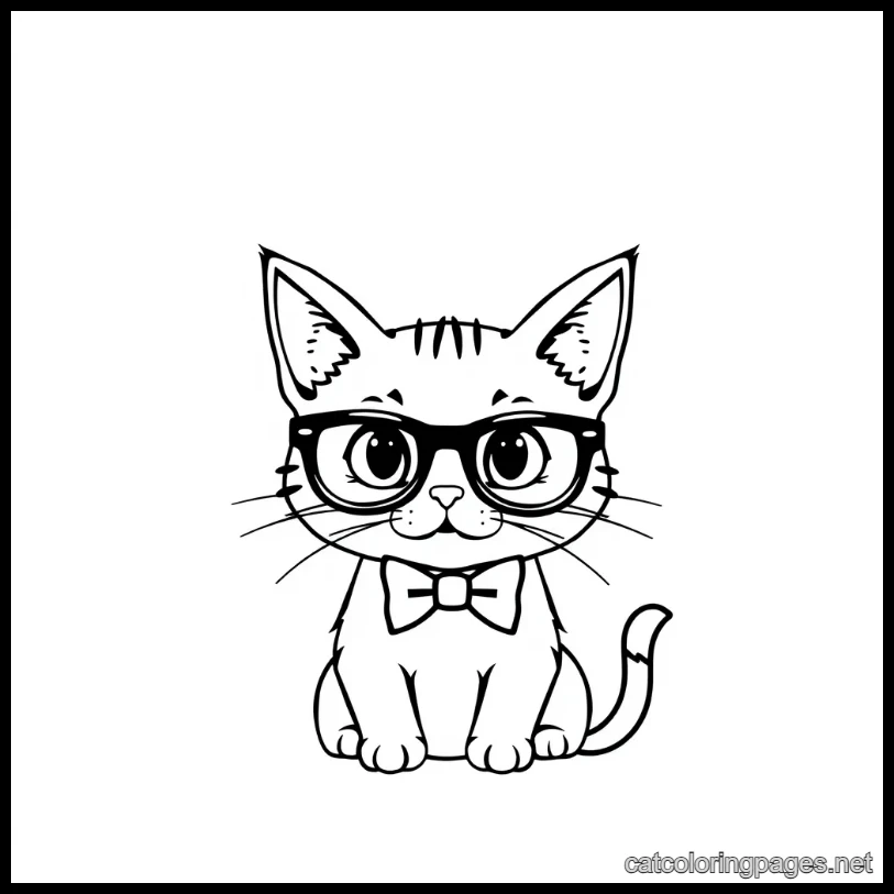 cute cat coloring page cat with glasses