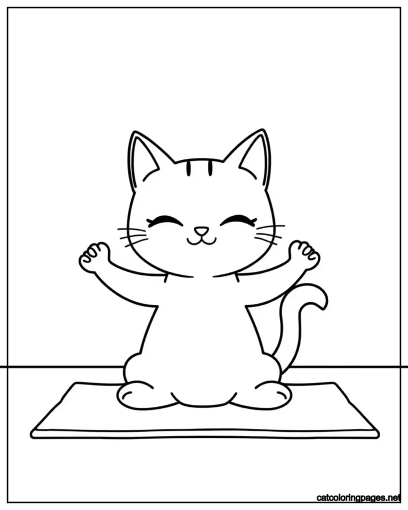 cute-kawaii-cat-doing-yoga-coloring-page