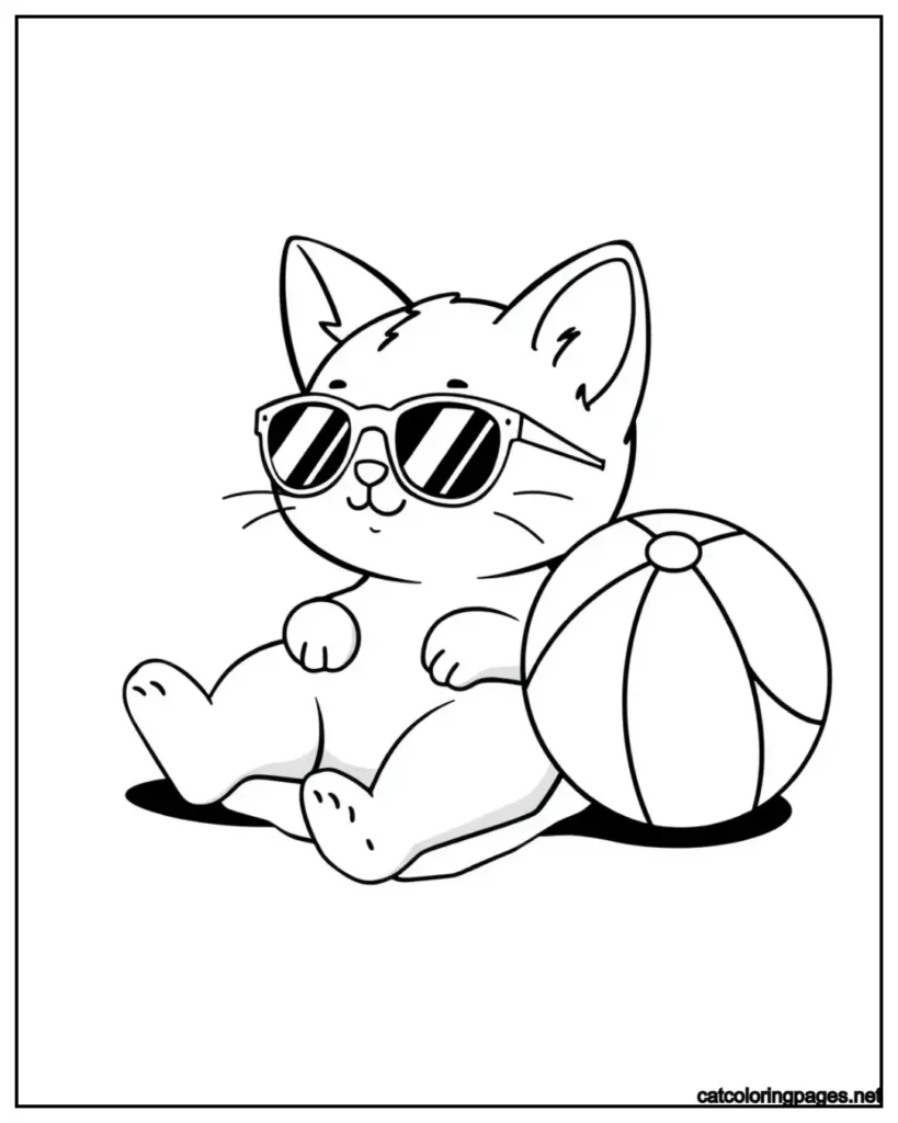 cute-kawaii-cat-with-sunglass-and-ball-enjoying