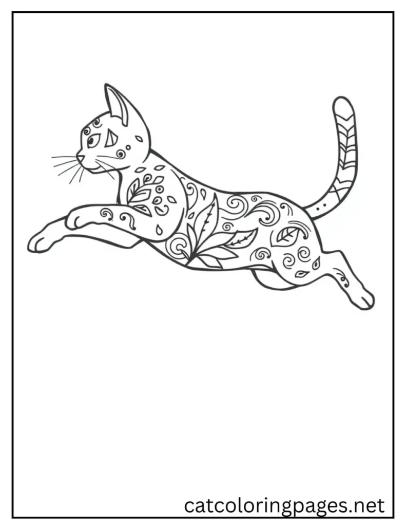 adult_cat_jumping_coloring_page