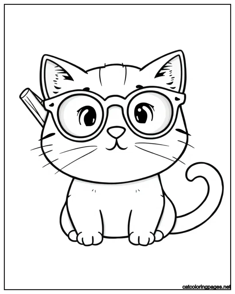 kawaii-cat-coloring-page-cat-with-big-glasses
