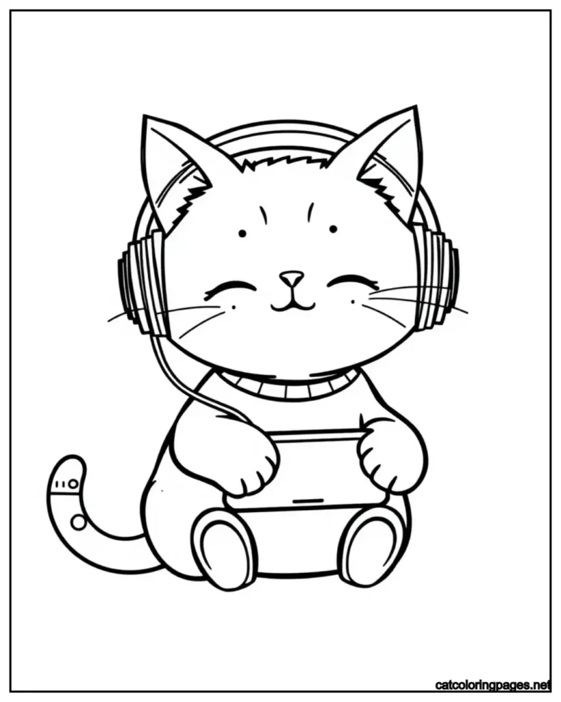 kawaii-cat-coloring-page-listening-music