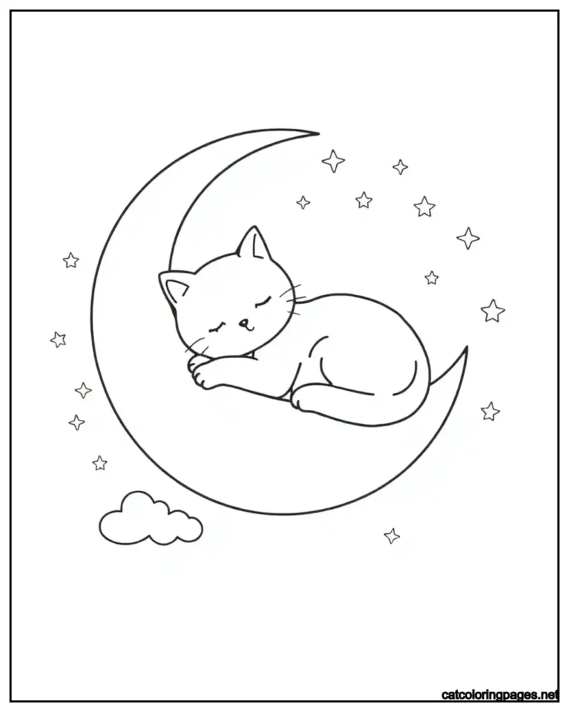 kawaii-cat-sleeping-on-moon-coloring-page