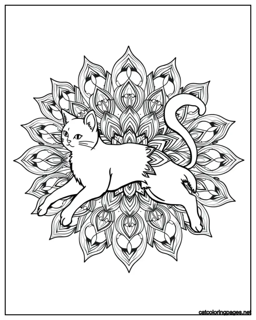 manadla-cat-coloring-page-cat-jumping-in-floral-pattern