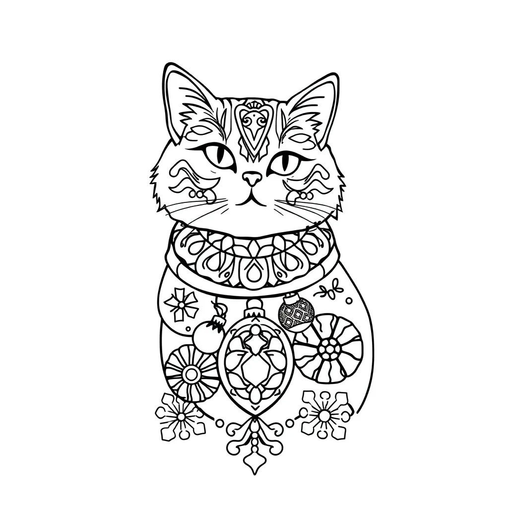 mandala cat coloring page cat head with frame design