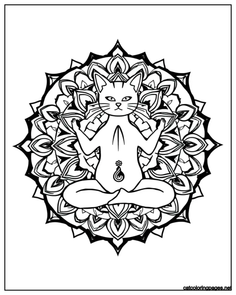 mandala-cat-doing-meditation-coloring-page