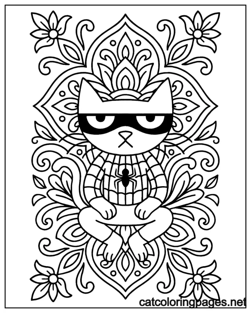 mandala-style-pete-the-cat-coloring-page