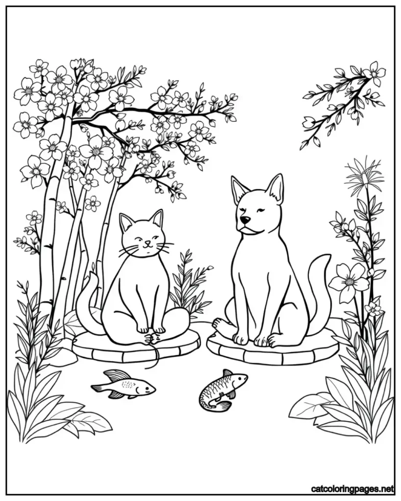 mediating-cat-and-dog-coloring-page