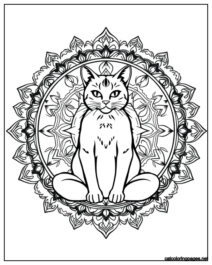 meditation-cat-mandala-cat-coloring-page