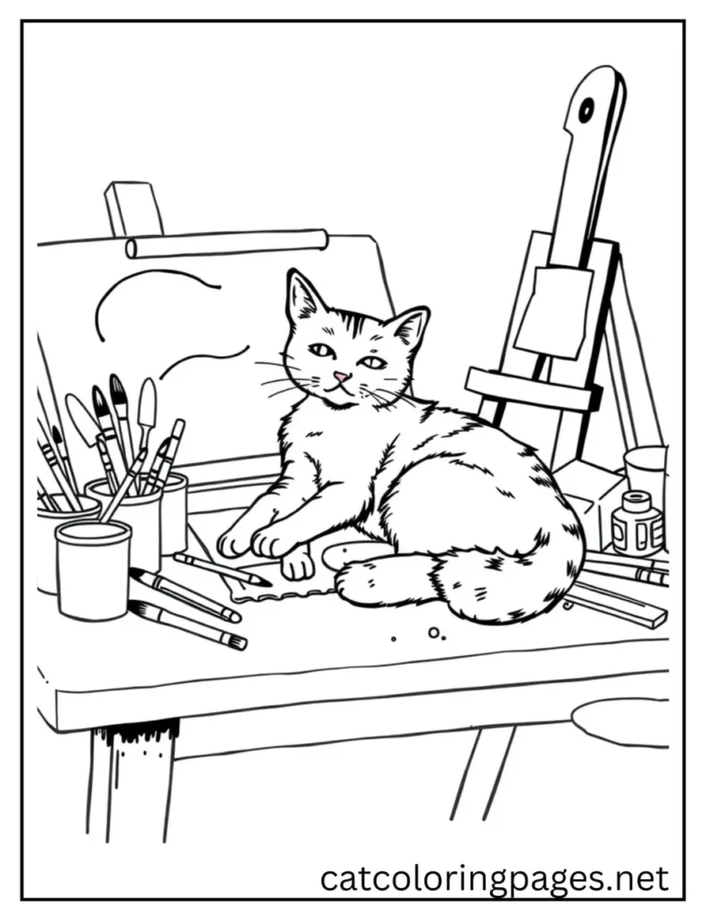 painter_cat_sitting_on_table