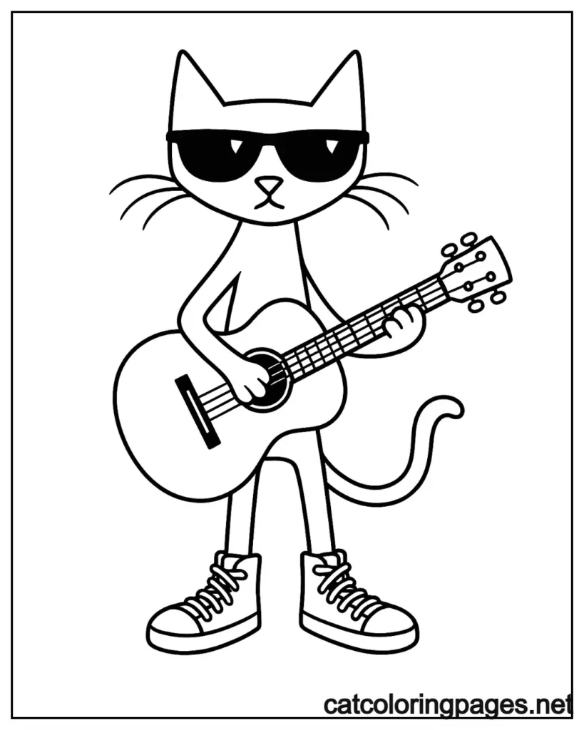 peet-the-cat-with-his-glasses-and-guitar-coloring-pages