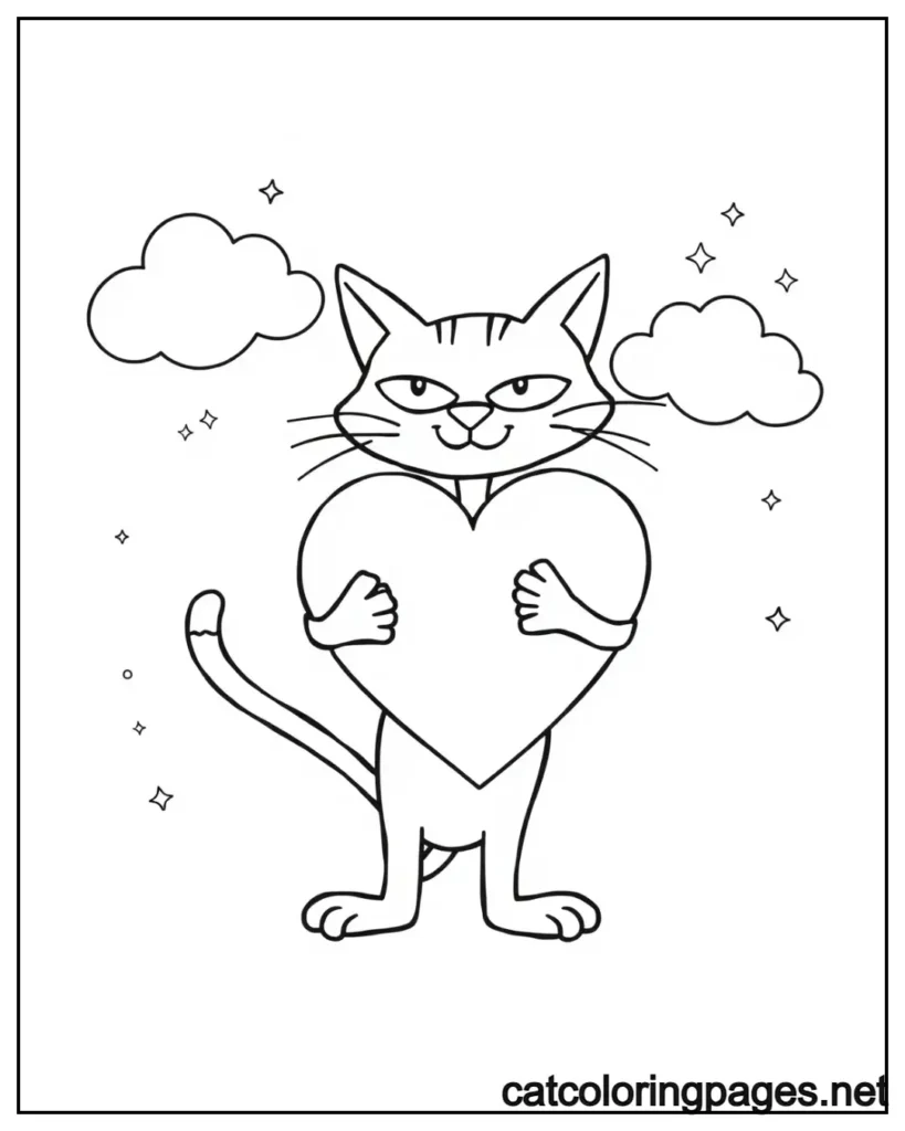 pety-the-cat-holding-heart-coloring-pages