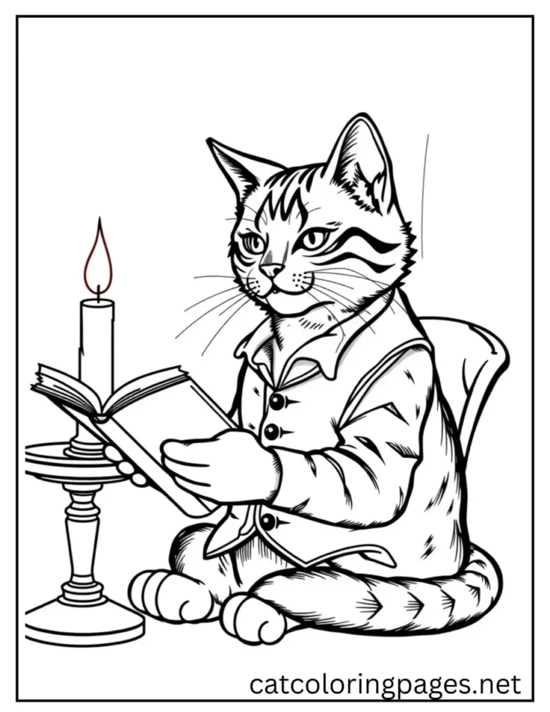 professor_adult_cat_reading_coloring_page