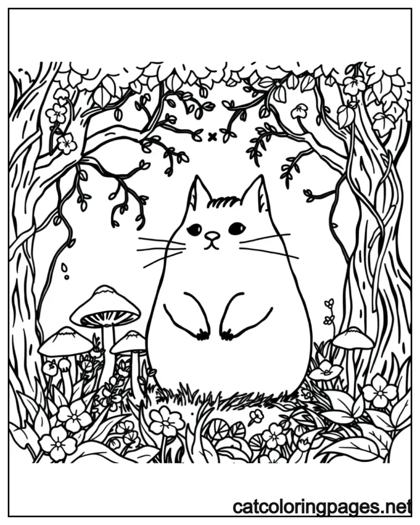 pusheen-cat-coloring-pages-cat-in-forest