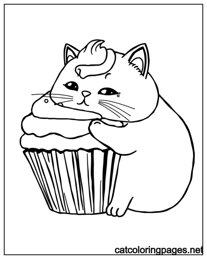 pusheen-cat-eating-cupcake-coloring-pages