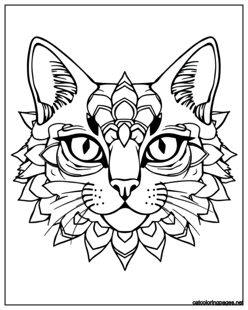 realistc-cat-mandala-face-cat-coloring-page