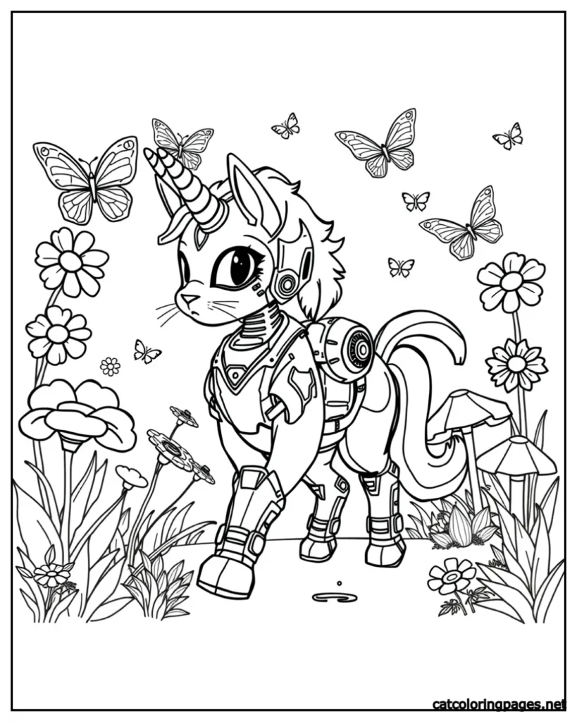 unicorn-cat-coloring-page-cat-in-park-for-adults