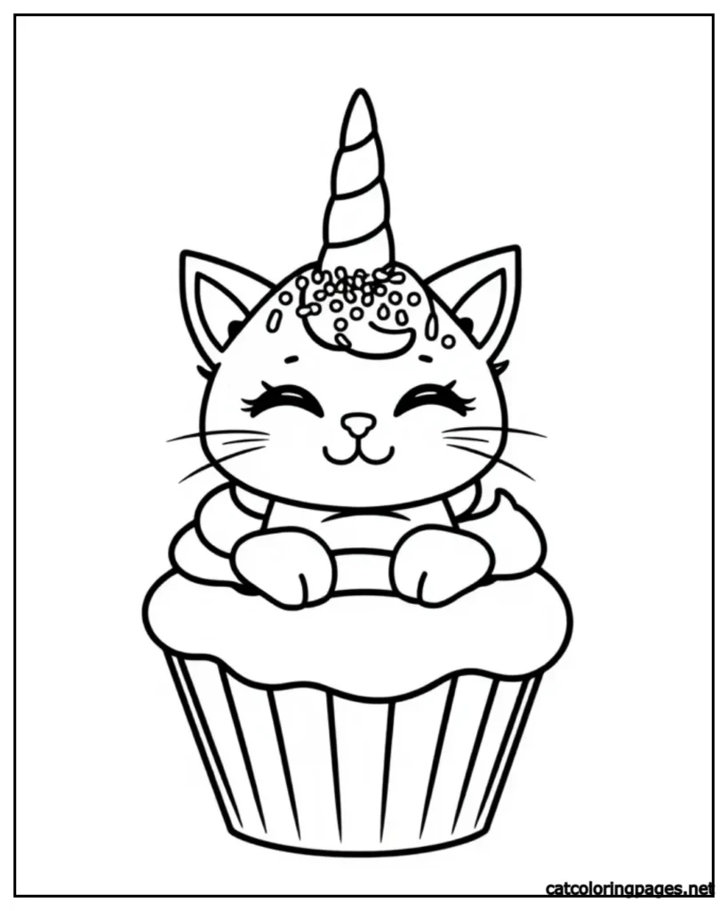 unicorn-cat-coloring-page-cat-on-cup-cake