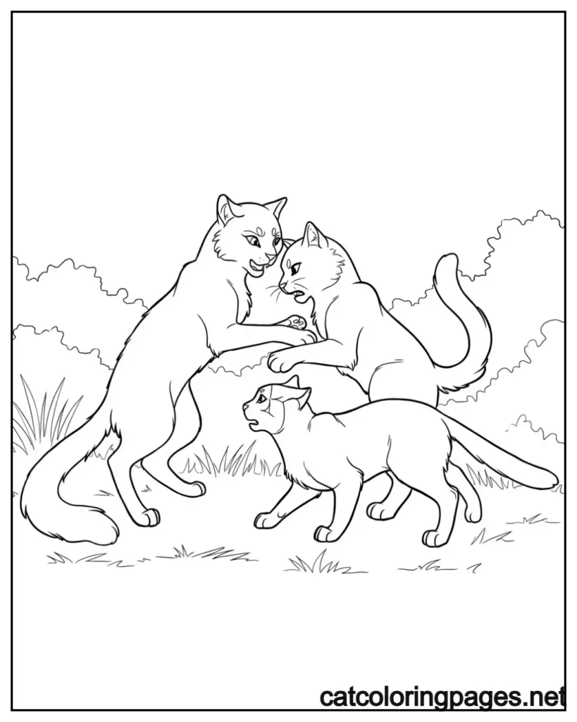 coloring-page-warrior-cats-in-battle