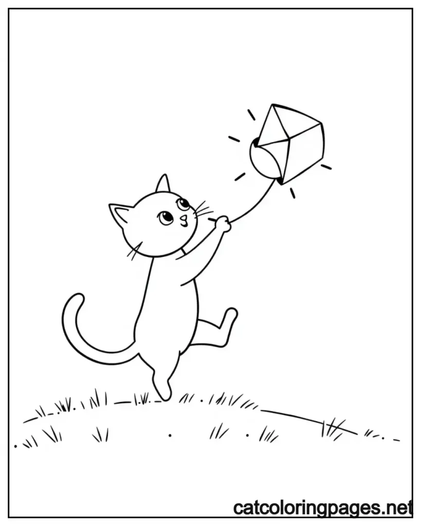 easy-cat-coloring-pages-cat-flying-with-kite