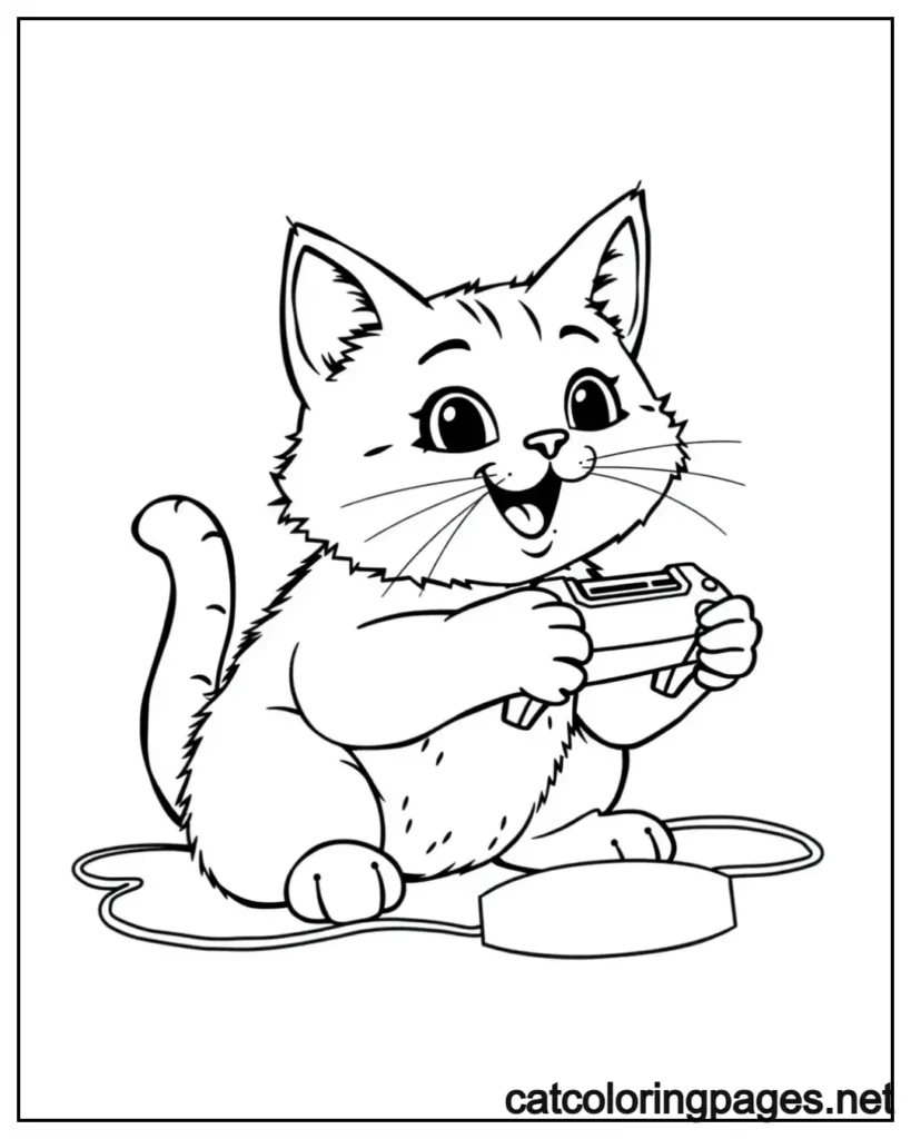 easy-cat-coloring-pages-playing-video-games