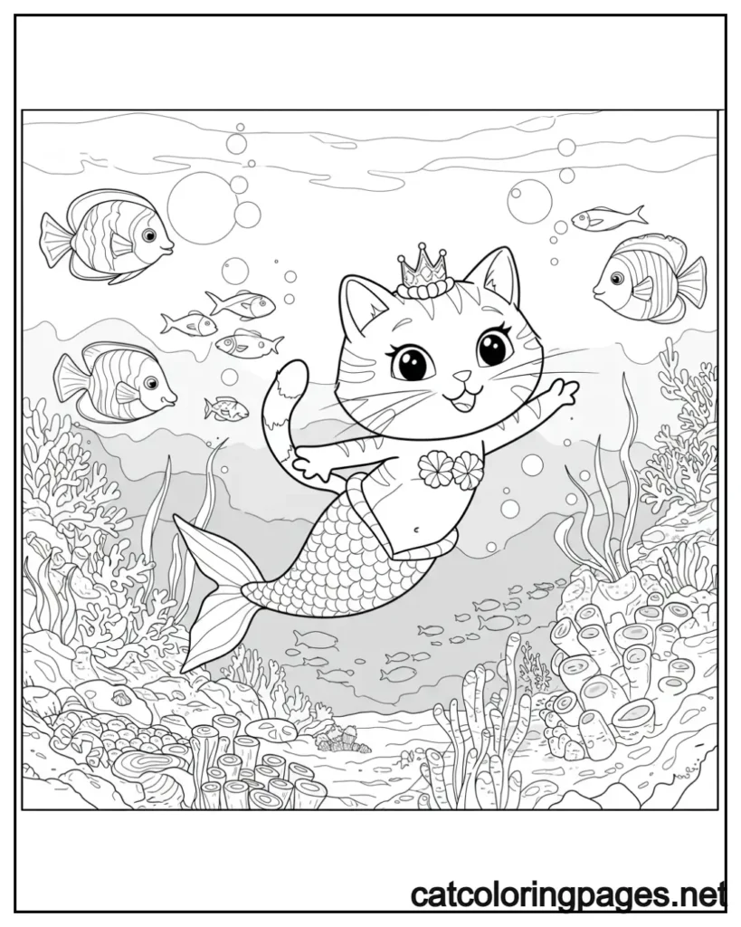 gabby-cat-coloring-pages-cartoon-mercat-swimming-underwater-with