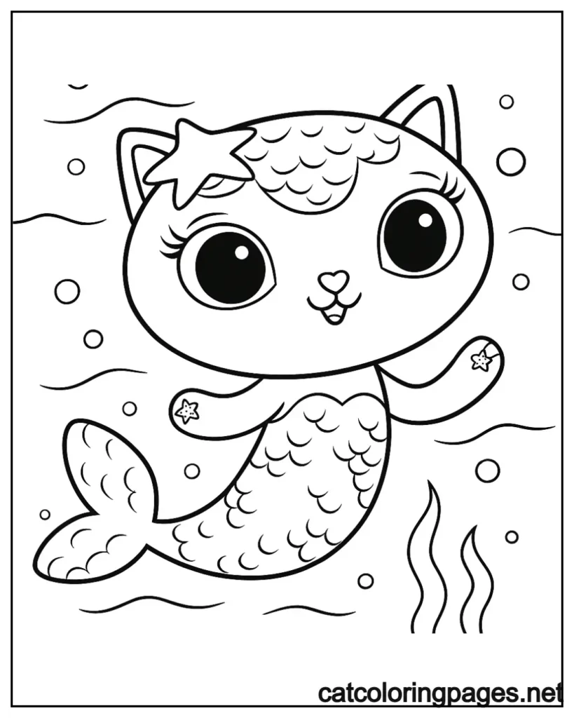 gabby-cat-coloring-pages-mercat-swimming