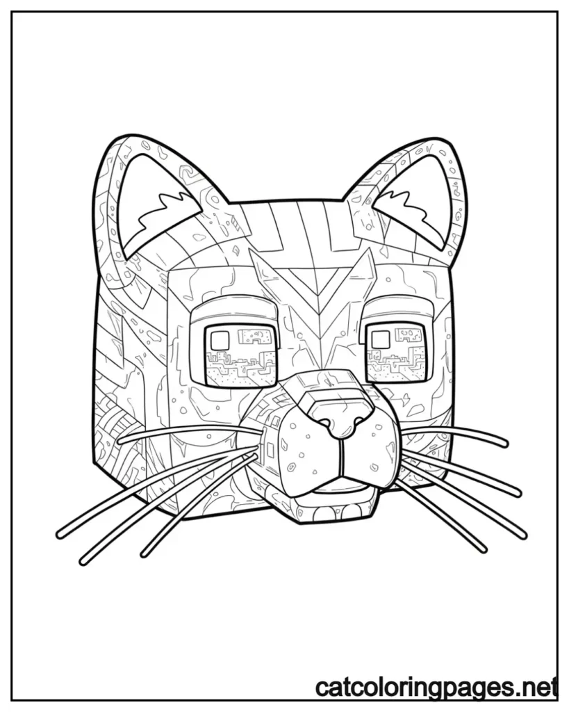 minecraft cat coloring pages artistic close up