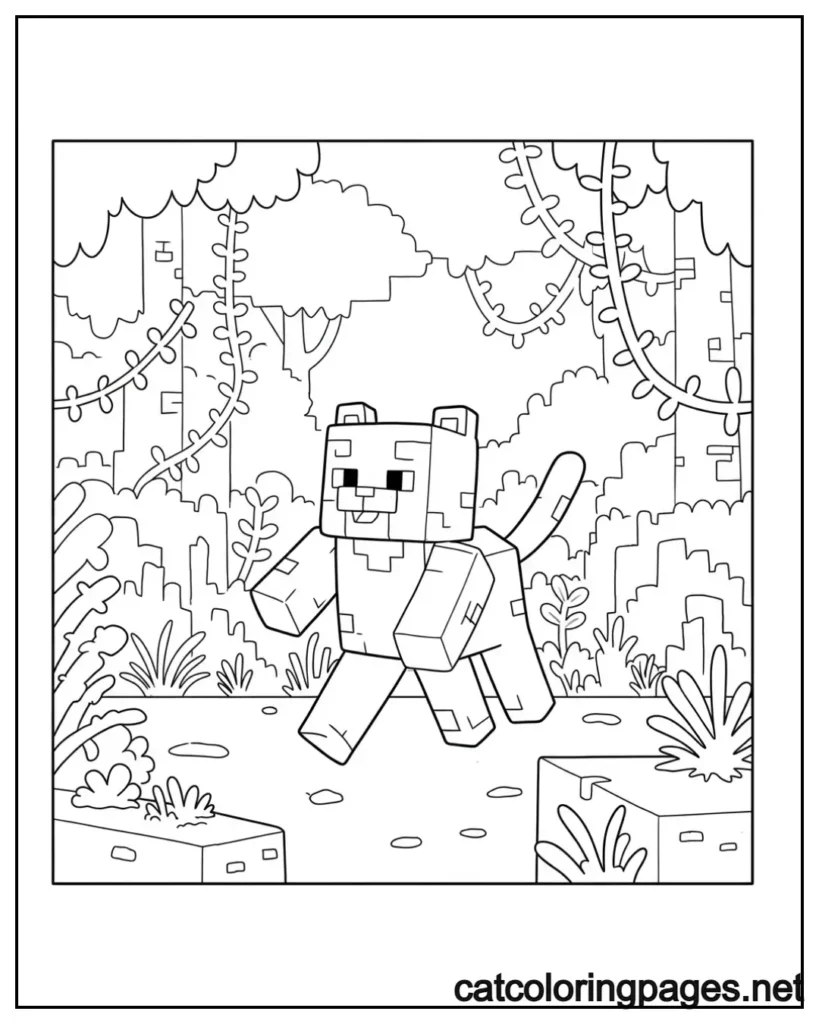 minecraft cat coloring pages brave minecraft cat exploring garden