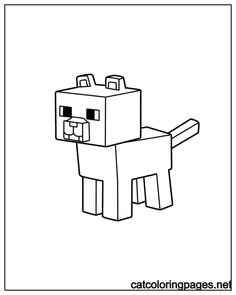 minecraft cat coloring pages chunky minecraft cat standing basic cat