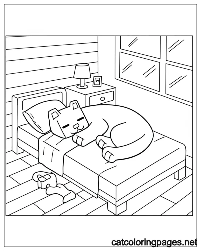 minecraft cat coloring pages minecraft cat curled up asleep