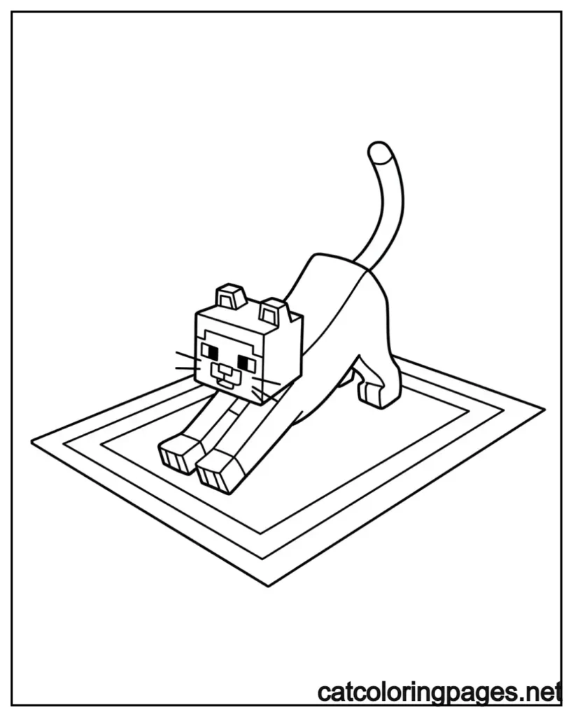minecraft cat coloring pages minecraft cat stretching