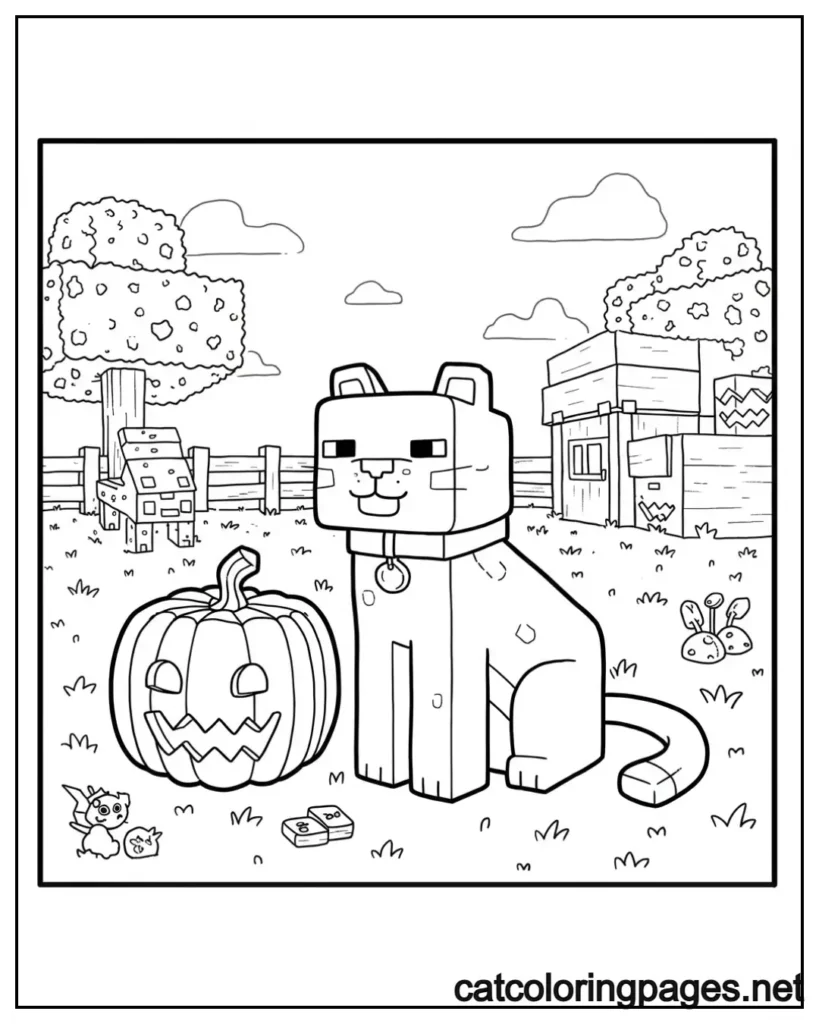 minecraft cat coloring pages minecraft cat with a collar