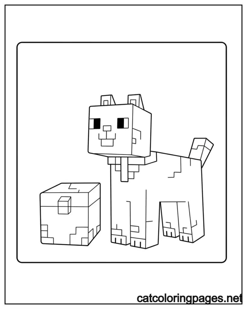 minecraft cat coloring pages minecraft cat with a pixelated