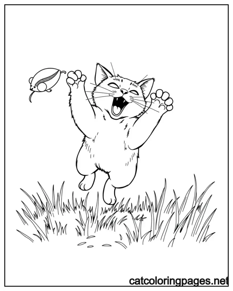 realistic-cat-coloring-pages-cat-chasing-mouse