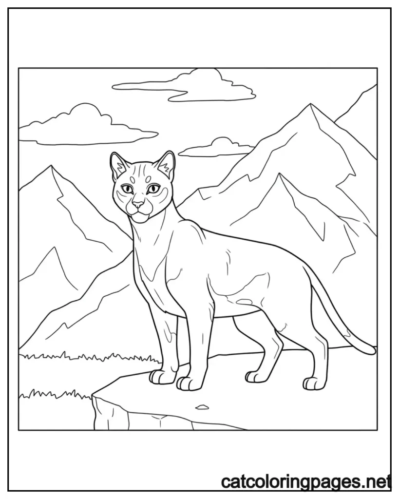 warrior-cats-coloring-page-warrior-cat-near-mountain-edge